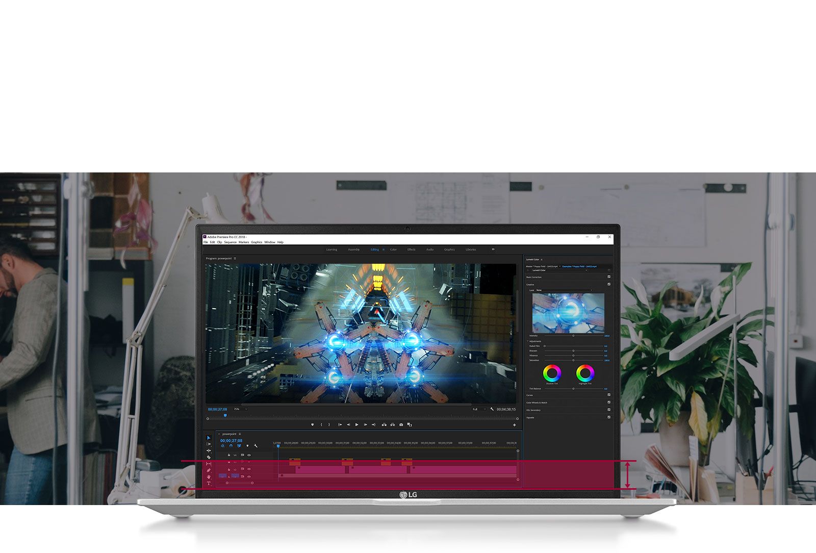 شاشة كبيرة بنسبة عرض إلى ارتفاع تبلغ 16:10 توفر رؤية بدقة لا حدود لها