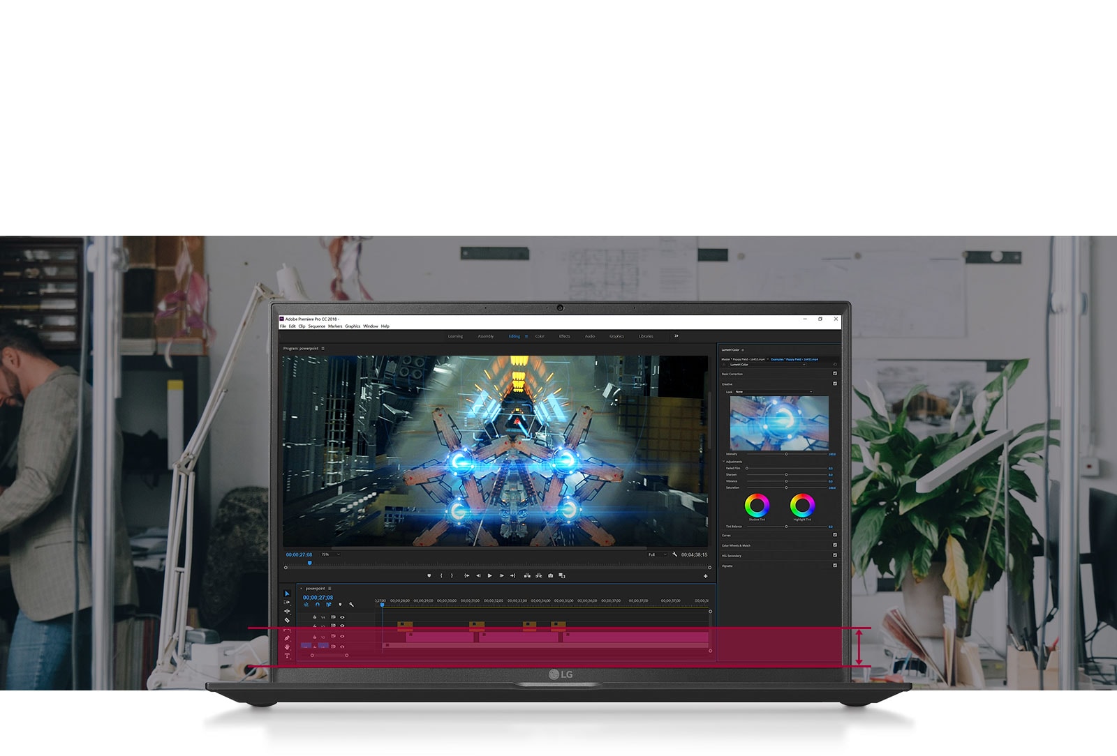 شاشة كبيرة بنسبة عرض إلى ارتفاع تبلغ 16:10 توفر رؤية بدقة لا حدود لها