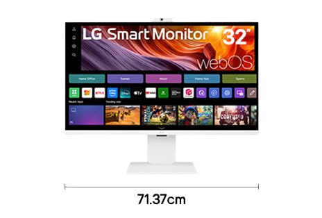 شاشة ذكية واحدة مقاس 32 بوصة بدقة 4K UHD مخصصة للترفيه، مع مكتب بعرض 71.37 سم