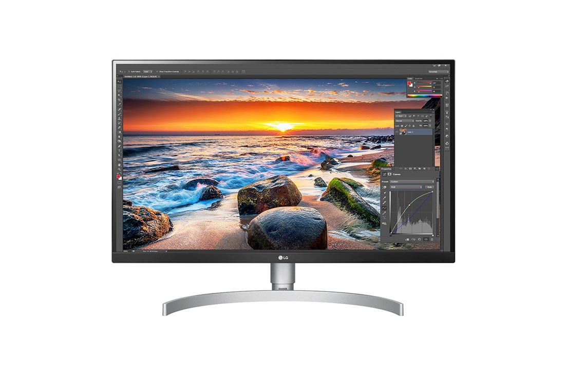 LG شاشة UHD تعمل بلوحة IPS حجم 27 بوصة (2160 × 3840) مزودة بتقنية فيزا DisplayHDR 400 مع منفذ USB C, 27UL850-W