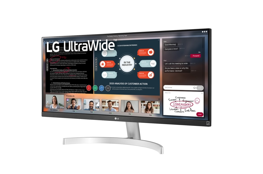 LG شاشة كبيرة بدقة UltraWide™ Full HD مقياس 29 بوصة (2560x1080) -شاشة بتقنية نظام منع التسلل (IPS) وتقنية النطاق الديناميكي العالي (HDR), 29WN600-W, thumbnail 2