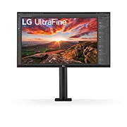 LG شاشة Ergo IPS بدقة UHD 4K، حجم 27 بوصة مع منفذ USB C، تصميم مريح, مظهر أمامي مع ذراع الشاشة بالمنتصف, 27UN880-B, thumbnail 2
