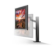 LG شاشة Ergo IPS بدقة UHD 4K، حجم 27 بوصة مع منفذ USB C، تصميم مريح, مظهر جانبي مع اتجاه الشاشة لأسفل, 27UN880-B, thumbnail 4