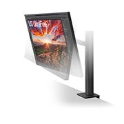 LG شاشة Ergo IPS بدقة UHD 4K، حجم 27 بوصة مع منفذ USB C، تصميم مريح, مظهر جانبي مع إمالة الشاشة لأسفل, 27UN880-B, thumbnail 5