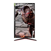 LG شاشة الألعاب UltraGear™ بدقة Full HD، حجم 32 بوصة، بمعدل تحديث 165 هرتز، وسجل تمهيد رئيسي 1 مللي ثانية، ومتوافقة مع تقنية ®G-SYNC من إنفيديا®، مع حامل قابل للتعديل, مظهر أمامي للشاشة يوضح دورانها بزاوية 90 درجة, 32GN550-B, thumbnail 9