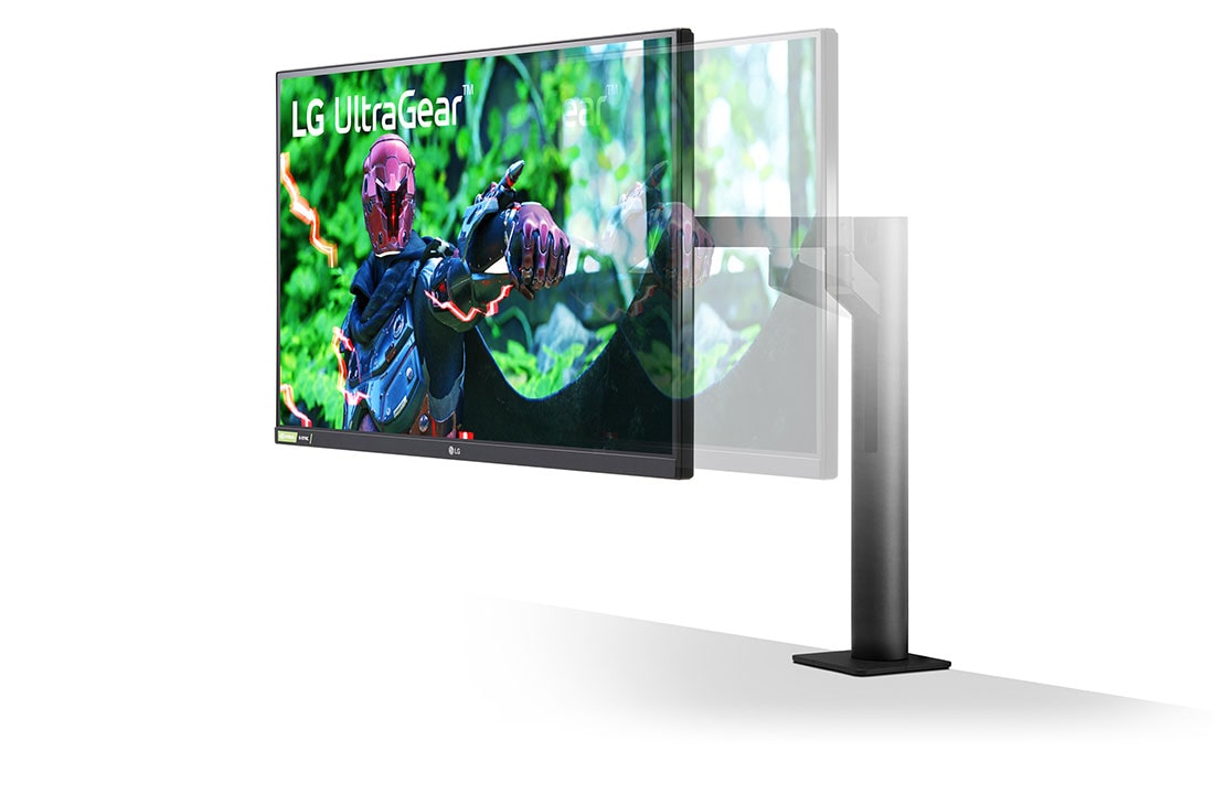 LG شاشة الألعاب Ergo مقاس 27 بوصة بتقنية UltraGear™ Nano IPS 1ms (GtG)، معدل تحديث 144 هرتز، تقنية AMD FreeSync، حامل مريح, منظر جانبي لشاشة ممتدة/مسحوبة, 27GN880-B, thumbnail 3