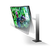 LG شاشة الألعاب Ergo مقاس 27 بوصة بتقنية UltraGear™ Nano IPS 1ms (GtG)، معدل تحديث 144 هرتز، تقنية AMD FreeSync، حامل مريح, منظر جانبي لشاشة مائلة للأسفل , 27GN880-B, thumbnail 5