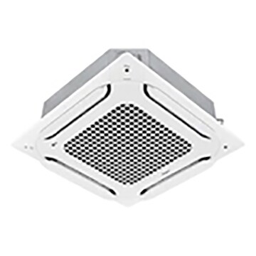 يتم عرض مكيف LG Dual Vane Cassette مربع الشكل. 