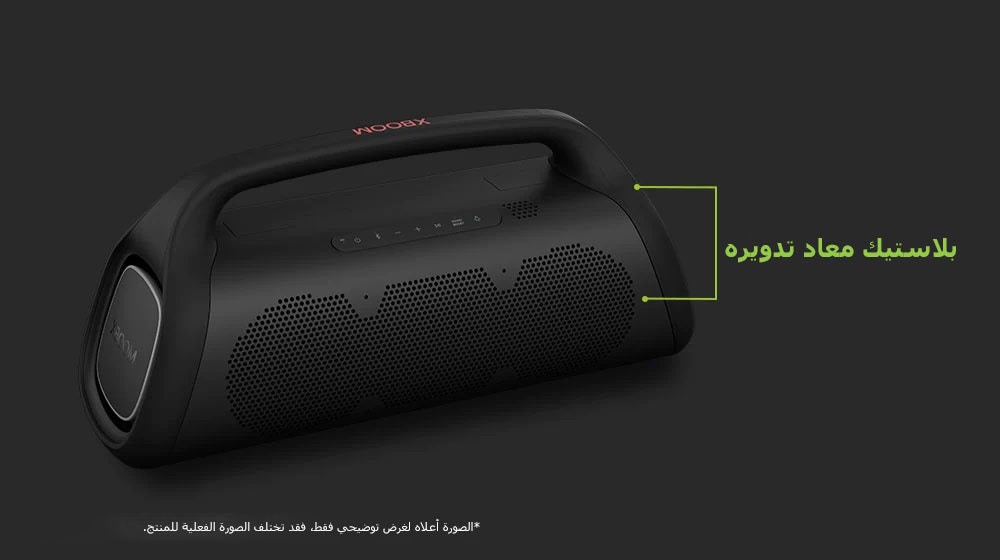 منظر قُطري لمكبر الصوت يوضح الأجزاء المعاد تدويرها.