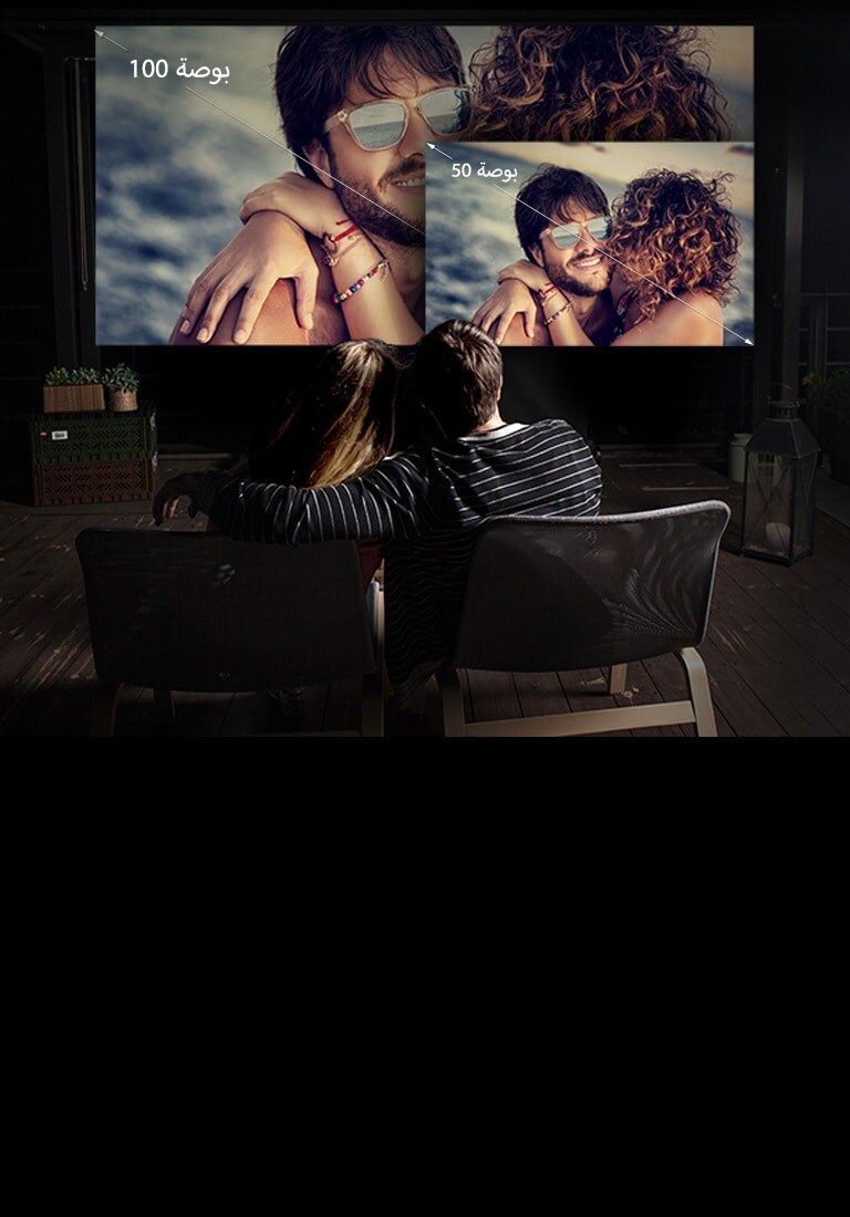 استمتع بتجربة عرض سينمائية بحجم 100 بوصة.