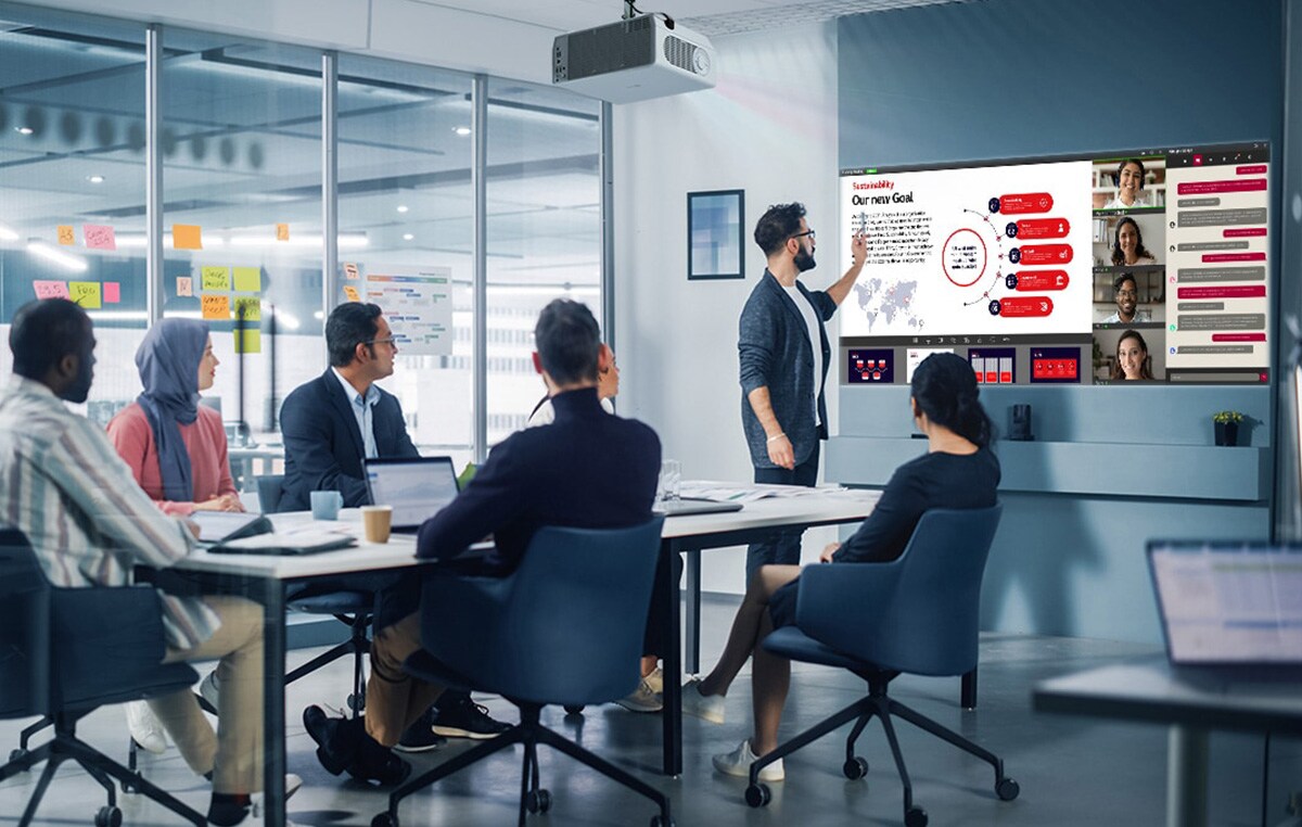 مشاهد لاستخدام LG ProBeam في الشركات.	