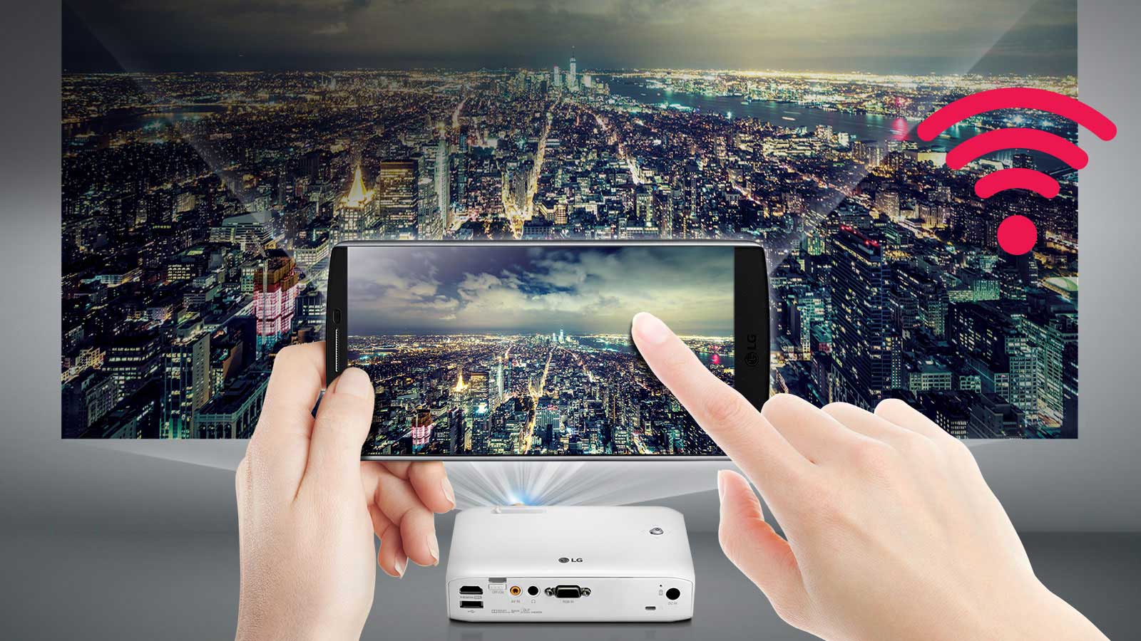 استمتع بالتقنية اللاسلكية. من الهاتف إلى جهاز العرض