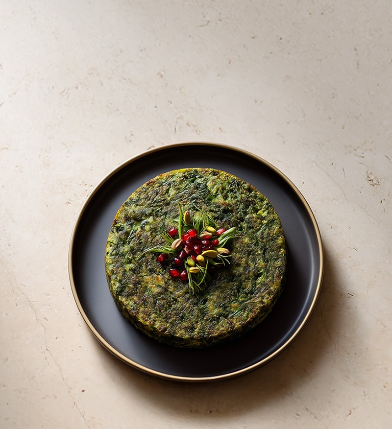 AI-generated image of a Kuku Sabzi dish.