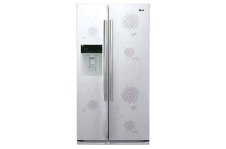 LG جنبا إلى جنب لامعة باقة الزهور الأبيض الثلاجة مع موزع ماء وثلج دون سباكة, GR-L227GPYV, thumbnail 1