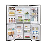 LG ثلاجة إل جي أربع أبواب لون أسود فولاذ مقاوم للصد, GR-X39FTKHL, thumbnail 4