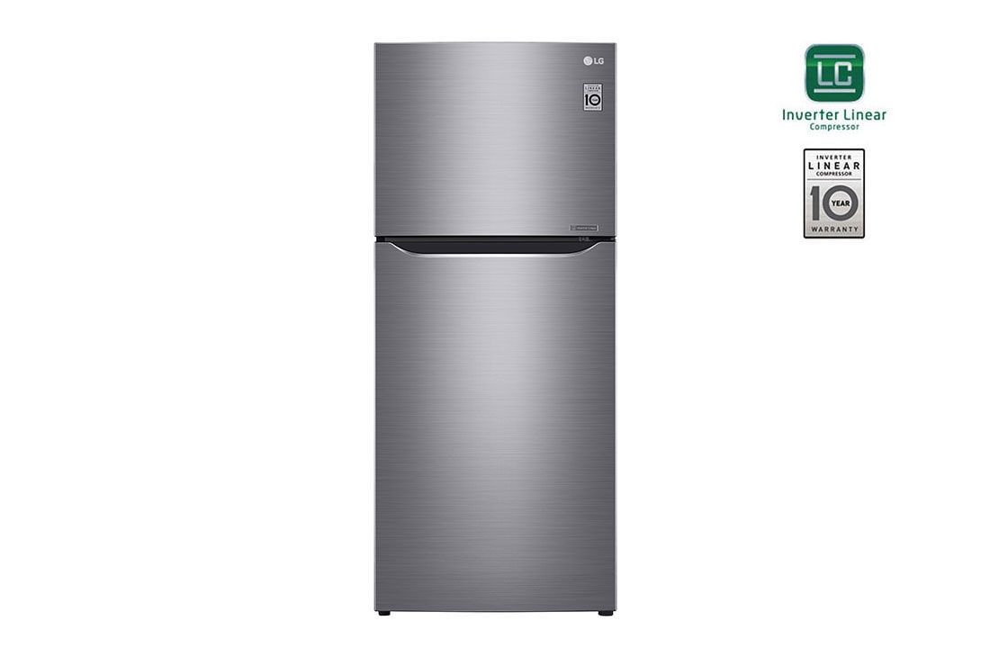 LG ثلاجة بمجمدة علوية لون فضي غامق، ضاغط بعاكس ذكي, GN-B502SQCL, GN-B502SQCL
