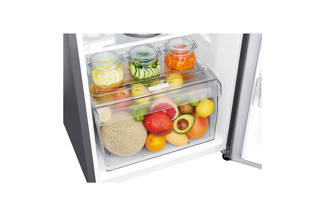 LG ثلاجة بمجمدة علوية، بلاتين فضي، ضاغط طولي عاكس، تقنية ™+DoorCooling، تقنية Fresh 0 Zone, GR-C312SLBN, thumbnail 2