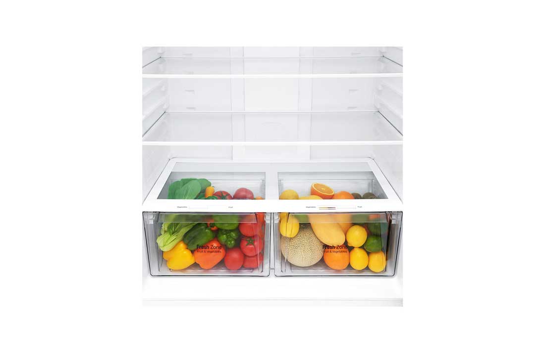 LG ثلاجة بمجمدة علوية، أبيض ناصع، ضاغط طولي عاكس، تقنية ™⁺DoorCooling، تقنية Fresh 0 Zone, GR-C312SQBN, thumbnail 4