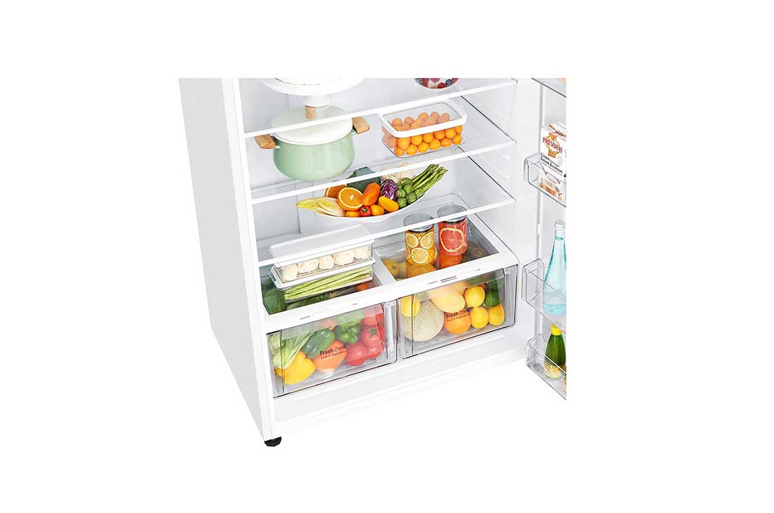 LG ثلاجة بمجمدة علوية، أبيض ناصع، ضاغط طولي عاكس، تقنية ™⁺DoorCooling، تقنية Fresh 0 Zone, GR-C312SQBN, thumbnail 7