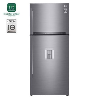 مجمدة علوية، فضي بلاتيني، موزع مياه، ضاغط طولي عاكس، تقنية ⁺DoorCooling، تدفق هواء متعدد الفتحات، تقنية +Hygiene Fresh1