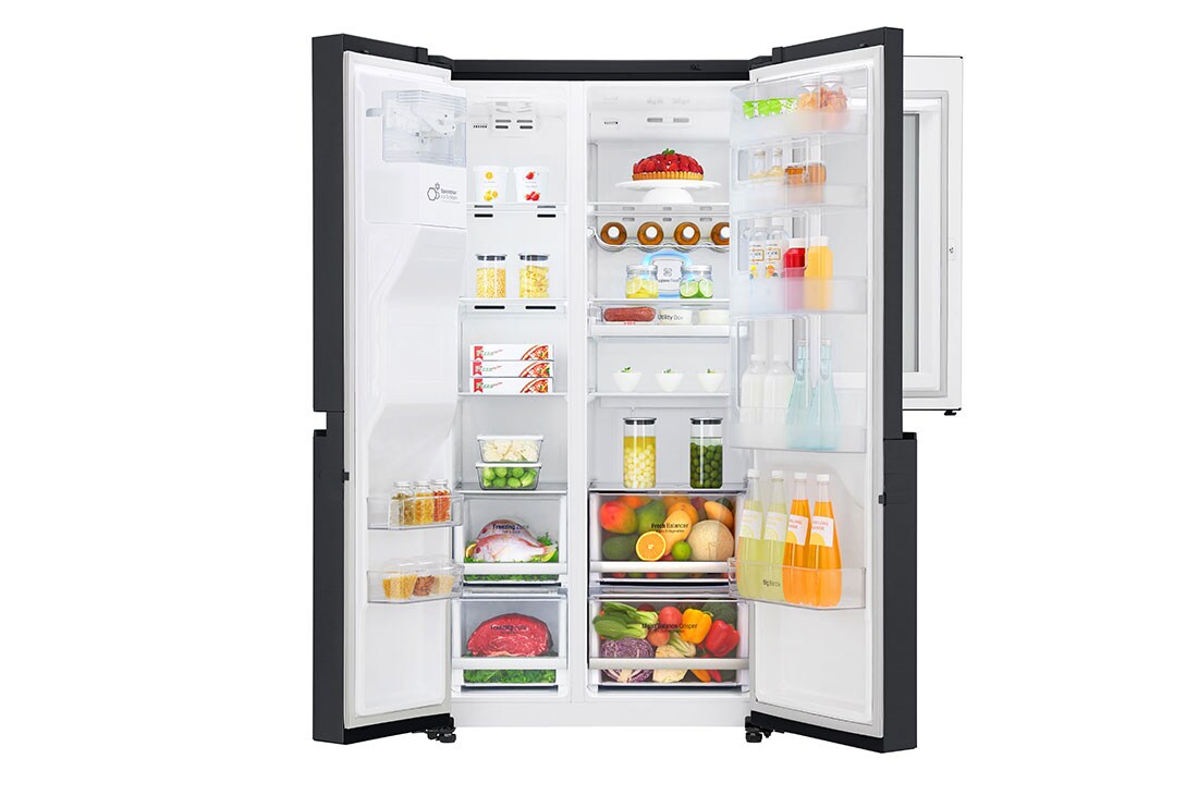 Lg ثلاجة ذات بابين متجاورين تقنية Instaview Door In Door لون أسود غير لامع تقنية Sup Sup Hygiene Fresh تقنية Thinq Lg الإمارات