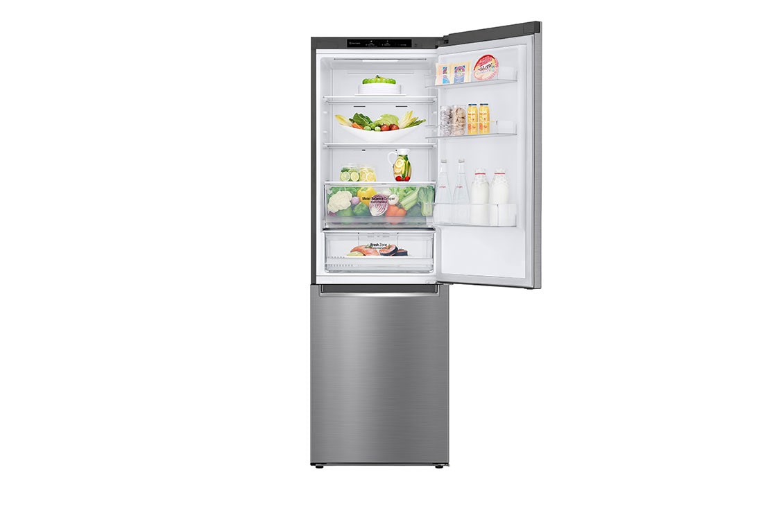 LG ثلاجة بمجمدة سفلية لون فضي بلاتيني مع ضاغط عاكس ذكي, Top Door open with food View, GR-B479NLJM, thumbnail 12