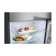 LG ثلاجة سعة بمجمد علوي، لون فضي بلاتيني، بضاغط عاكس ذكي وتدفق متعدد للهواء وتقنية تبريد الباب, مظهر تفصيلي للدرج القابل للسحب, GN-B502PLGB, thumbnail 8