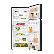 LG ثلاجة إل جي بمجمد علوي سعة 506 لتر لون أسود, Front open with food, GN-C782SGGL, thumbnail 3