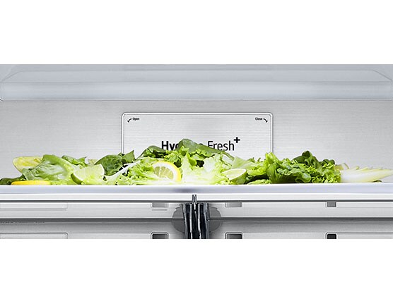 صورة مقربة لملصق Metal Fresh داخل الثلاجة.