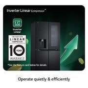 LG ثلاجة إل جي بباب فرنسي وزجاج أسود، لون أسود مطفي، 2024, ضاغط عاكس (Inverter Compressor), GR-X29FFQAB, thumbnail 6
