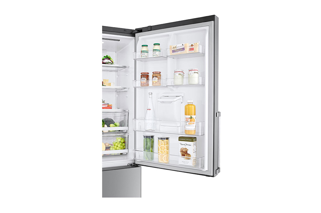 LG ثلاجة إل جي بمجمد سفلي سعة 500 لتر لون فضي بلاتيني, freezer door storge view, GR-F589BLCM, thumbnail 8