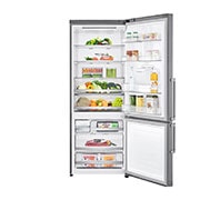 LG ثلاجة إل جي بمجمد سفلي سعة 500 لتر لون فضي بلاتيني, door open view with food, GR-F589BLCM, thumbnail 2
