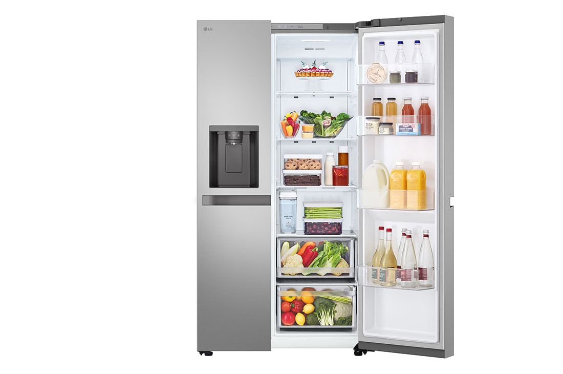 LG ثلاجة بابين، لون أسود مطفي، مع خزان ماء للشرب، ضاغط عاكس ذكي، تقنية LinearCooling™ وتبريد الباب, 'مفتوحة من الجانب الأمامي على اليمين, GR-L257KLKW, thumbnail 9