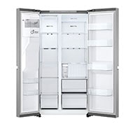 LG ثلاجة بابين، لون أسود مطفي، مع خزان ماء للشرب، ضاغط عاكس ذكي، تقنية LinearCooling™ وتبريد الباب, 'مفتوحة من الجانب الأمامي, GR-L257KLKW, thumbnail 3