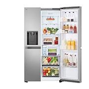 LG ثلاجة بابين، لون أسود مطفي، مع خزان ماء للشرب، ضاغط عاكس ذكي، تقنية LinearCooling™ وتبريد الباب, 'مفتوحة من الجانب الأمامي على اليمين, GR-L257KLKW, thumbnail 9