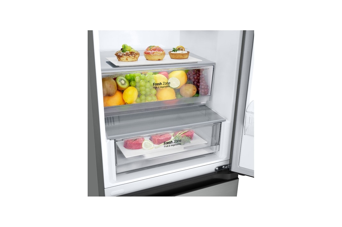 LG ثلاجة إل جي بمجمد سفلي سعة 344 لتر، لون فضي رئيسي، بتصميم مميز ونضارة تدوم طويلاً مع NatureFRESH™, GR-B479FMNW, thumbnail 7