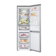 LG ثلاجة NatureFRESH™ بسعة 344 لترًا مع تقنيات LinearCooling™ وDoorCooling+™ وضاغط Smart Inverter™ وتقنية Metal Fresh™ باللون الفضي الأنيق, front open with thing, GR-B459FMFW, thumbnail 3