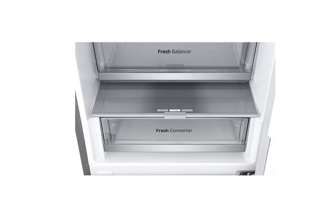 LG ثلاجة NatureFRESH™ بسعة 344 لترًا مع تقنيات LinearCooling™ وDoorCooling+™ وضاغط Smart Inverter™ وتقنية Metal Fresh™ باللون الفضي الأنيق, open drawer with nothing, GR-B459FMFW, thumbnail 6