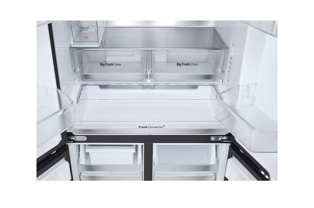 LG ثلاجة 619 لتر متعددة الأبواب بتصميم أنيق من الزجاج الأسود, صورة تفصيلية للأدراج الداخلية, GR-B30FFGPB, thumbnail 9