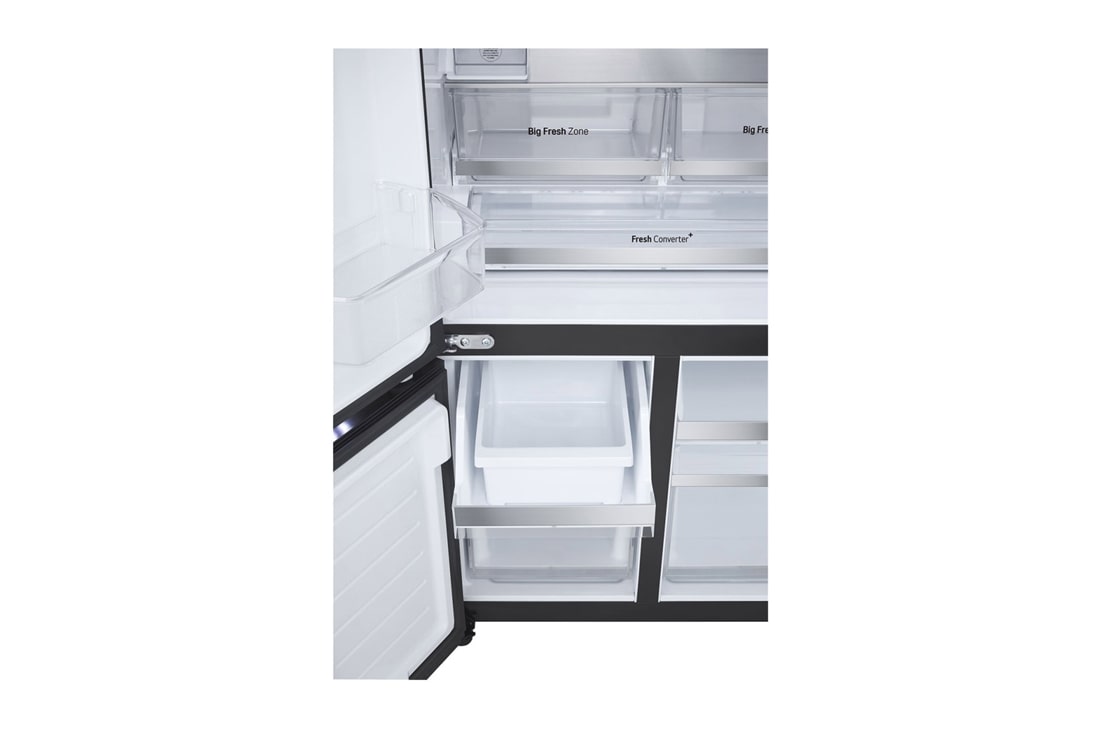 LG ثلاجة 619 لتر متعددة الأبواب بتصميم أنيق من الزجاج الأسود, صورة تفصيلية لدرج الثلج القابل للسحب, GR-B30FFGPB, thumbnail 10