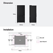 LG ثلاجة 619 لتر متعددة الأبواب بتصميم أنيق من الزجاج الأسود, صورة للأبعاد ودليل التركيب, GR-B30FFGPB, thumbnail 6