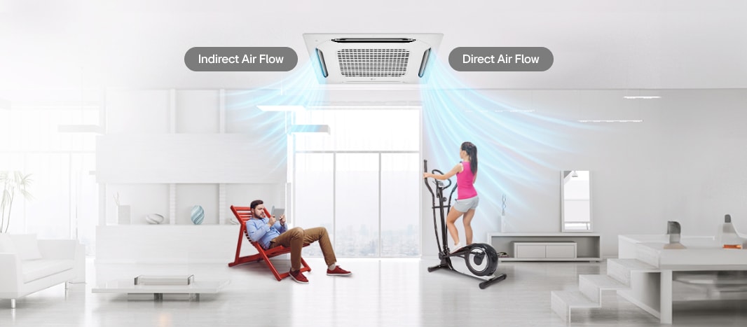  مكيف LG Ceiling Cassette يوجه الهواء لشخصين بتحكم مستقل في الريشة.