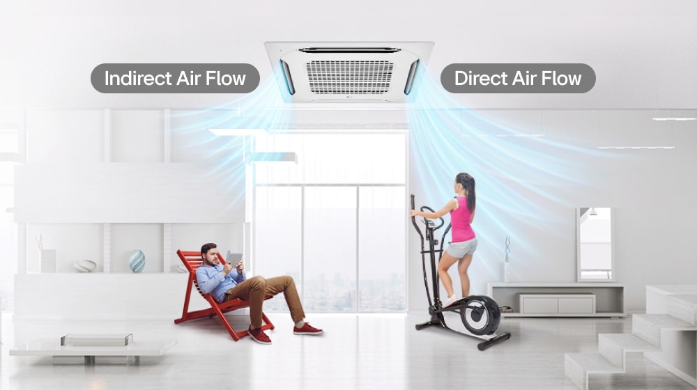  مكيف LG Ceiling Cassette يوجه الهواء لشخصين بتحكم مستقل في الريشة.