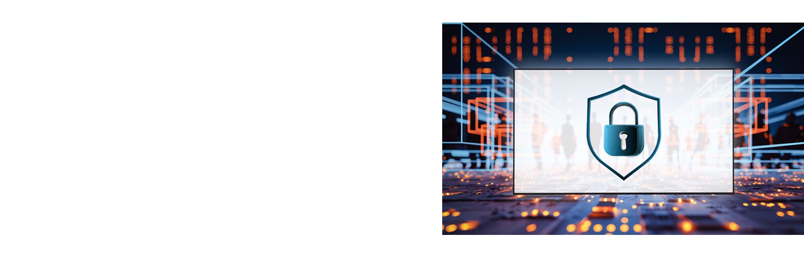 This image represents security applied throughout the system, using abstract visuals.