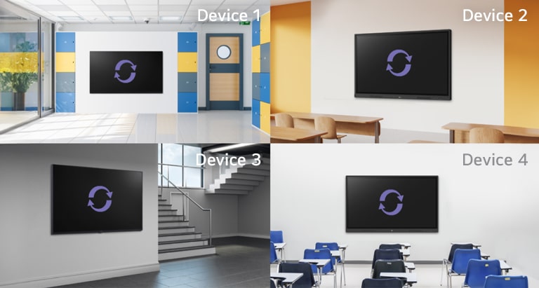 توضح هذه الصورة ميزة LG ConnectedCare (ترخيص DMS) في السماح بإدارة أجهزة متعددة في وقت واحد.