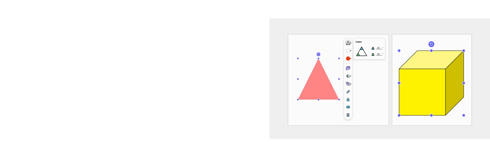 مثال يوضح الأشكال ثنائية وثلاثية الأبعاد التي يتم رسمها باستخدام أدوات الشكل.