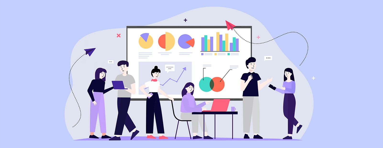 العديد من المستخدمين الذين يتعاملون مع LG CreateBoard Lab على أجهزتهم في مشهد مشترك.