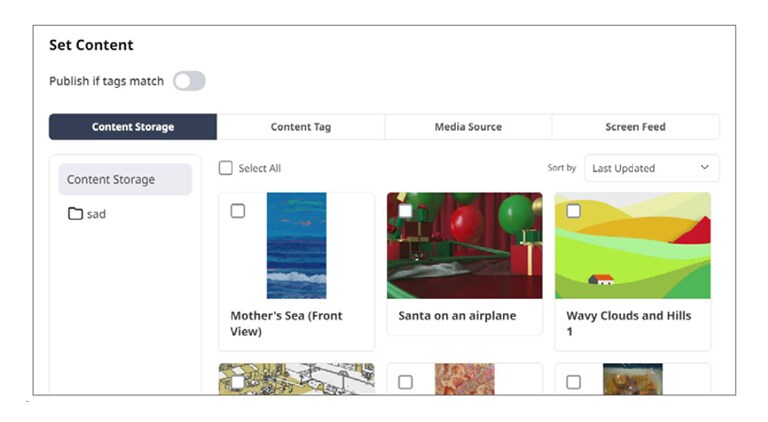 توضح هذه الصورة صفحة حل فعلي حيث يمكن للمستخدمين تحديد الأجهزة وتطبيق المحتوى المتاح مباشرة.