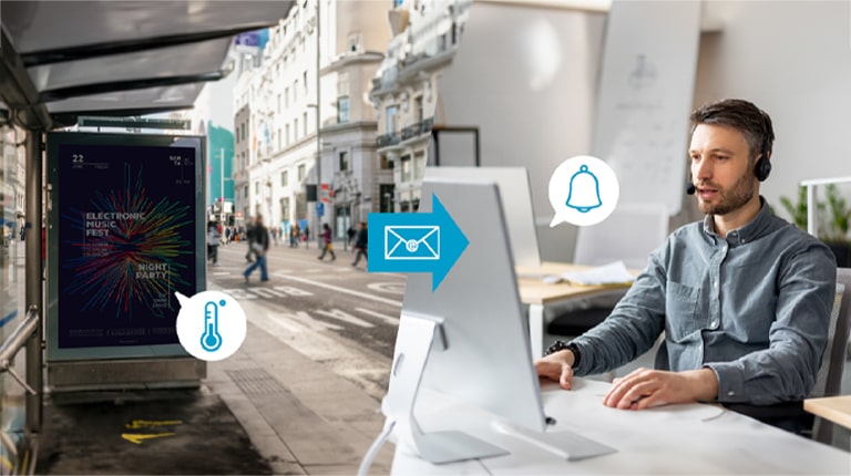 إذا تجاوزت درجة حرارة الأجهزة الخارجية الحد المُعيَّن، يتم إرسال إشعار بالبريد الإلكتروني تلقائيًا إلى الشخص المسؤول.