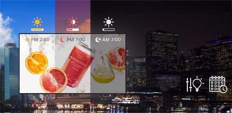 بمرور الوقت، يتكيف سطوع اللافتات مع التغييرات في الإضاءة الخارجية. يتمتع المستخدمون بخيار ضبطه لزيادة السطوع في ضوء الشمس القوي وانخفاض السطوع في الظروف المظلمة.
